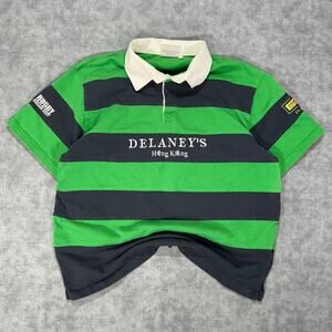 VTG 2007 Delaneys Irish Pub Hong Kong striped rugby world cup polo shirt mens XL